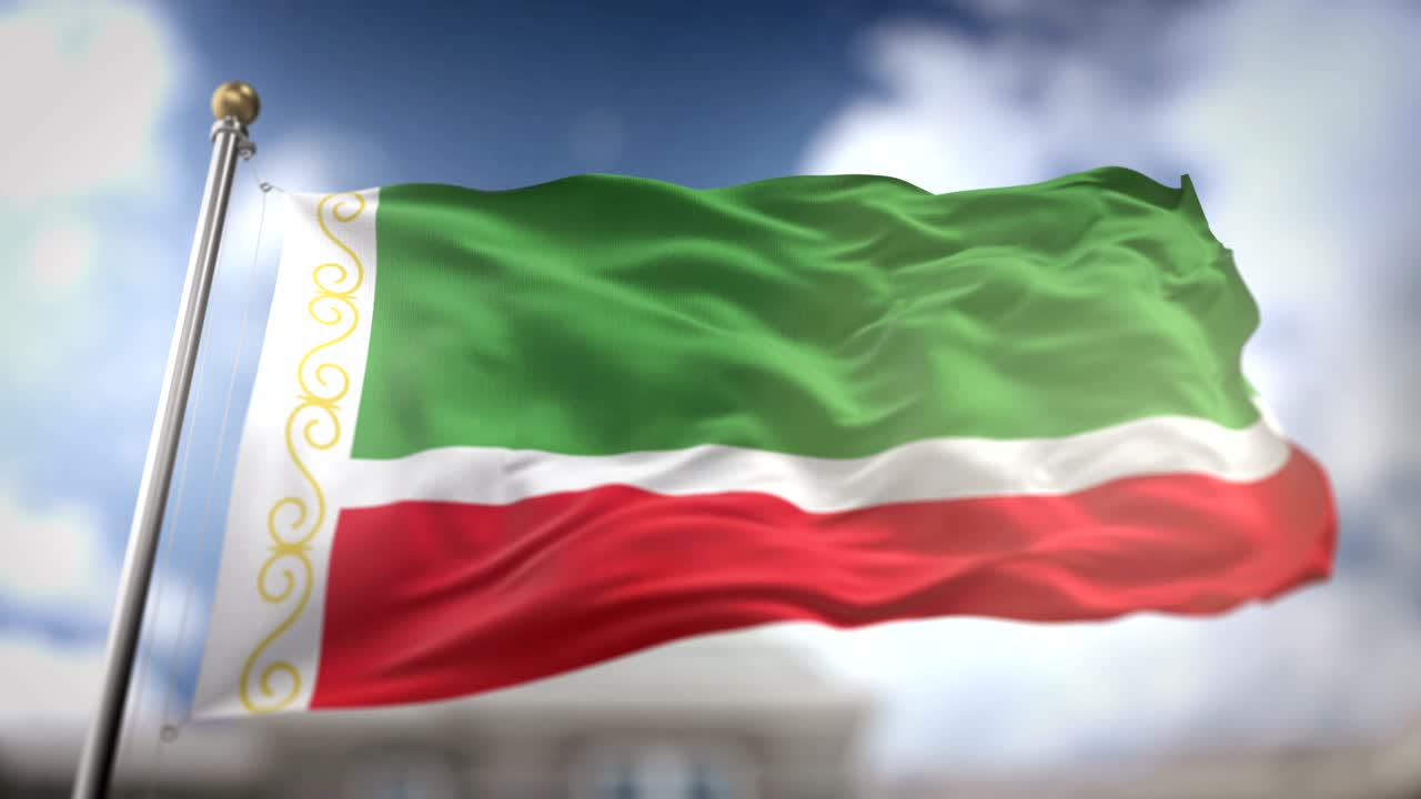 체 공화국의 발이 느린 속도로 흔들리는 3d 렌더링 파란 하늘 배경 - 원활한 루프 4k