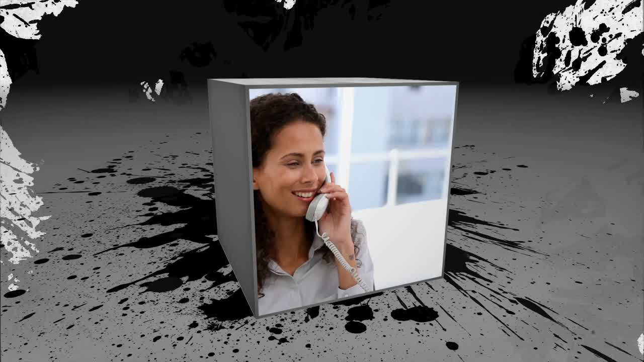 전화로 대화하는 사람들과의 애니메이션