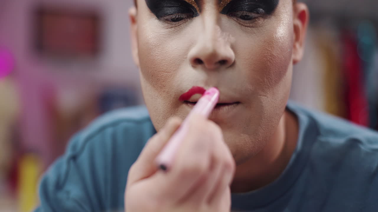 Drag Queen Applying Lipstick
