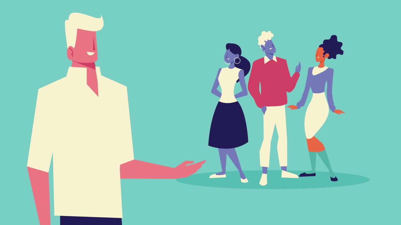 grupo de personas personajes cómicos animación