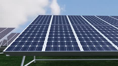 Animation-presenting-solar-panels-against-blue-sky