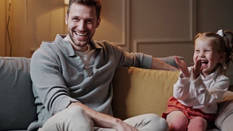happy father and daughter