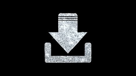 computación en la nube, descarga, icono de almacenamiento brillante bucle de brillo partículas parpadeantes.