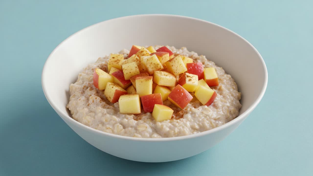 Oatmeal with Diced Apples and Cinnamon