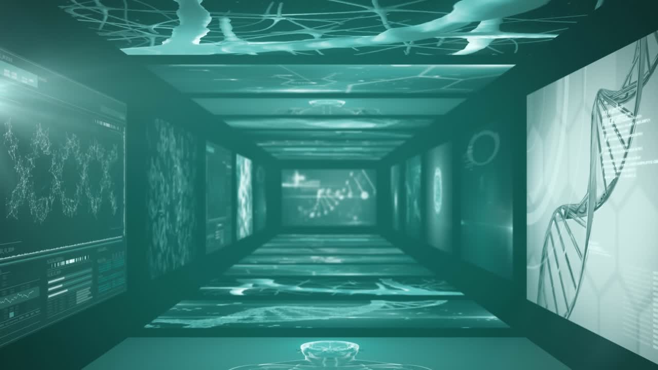 Animation of level up text over digital city on red background