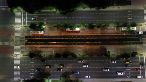 nocturnal aerial view: aerial motion shot of buenos aires avenida 9 de julio