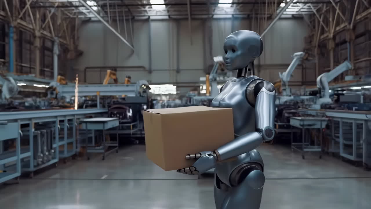Robot working in a factory