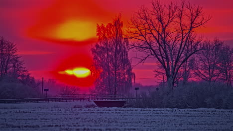 A-beautiful-timelapse-of-sun-with-trees-in-the-foreground