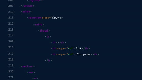 animación del procesamiento de codificación en la interfaz con fondo negro
