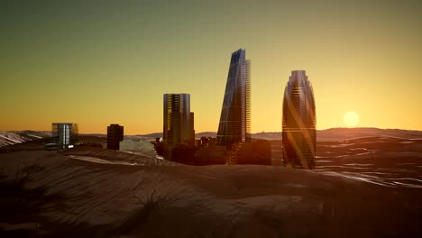 rascacielos de la ciudad en el desierto