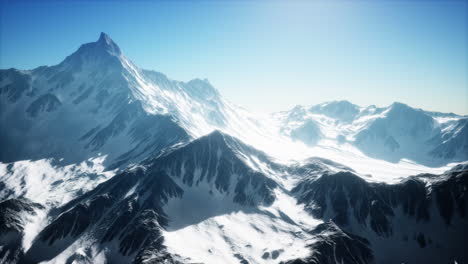 Mountain-winter-Caucasus-landscape-with-white-glaciers-and-rocky-Peak