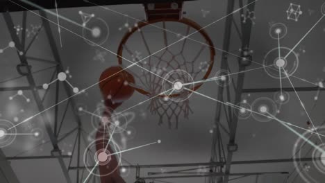 animation of network of connections over basketball player