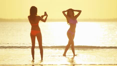 young african american asian chinese girls on beach
