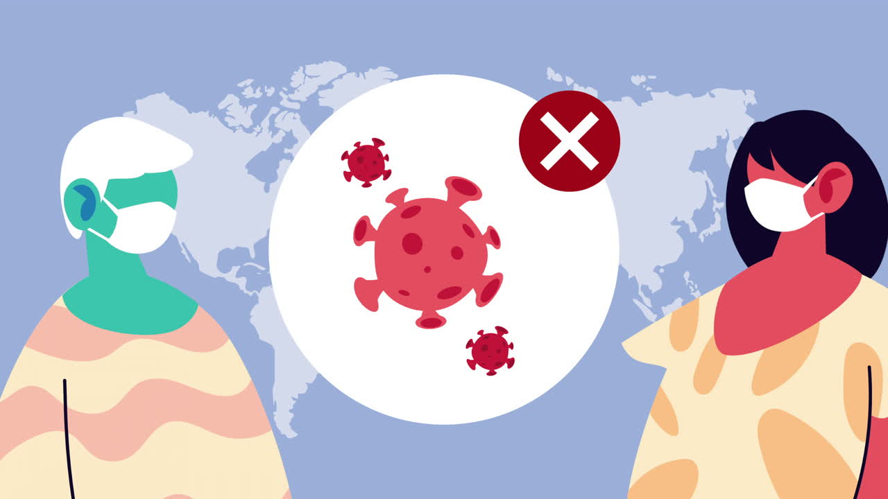 코로나19에 대한 의료 마스크를 착용한 여성 환자들과 지구 행성