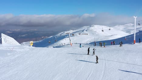jahorina ski resort in bosnia and herzegovina in winter months - aerial pullback