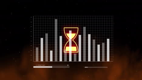 animation of data processing over hourglass and diagrams