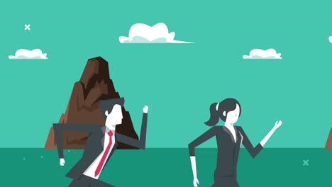 pareja de trabajadores de negocios corriendo personajes