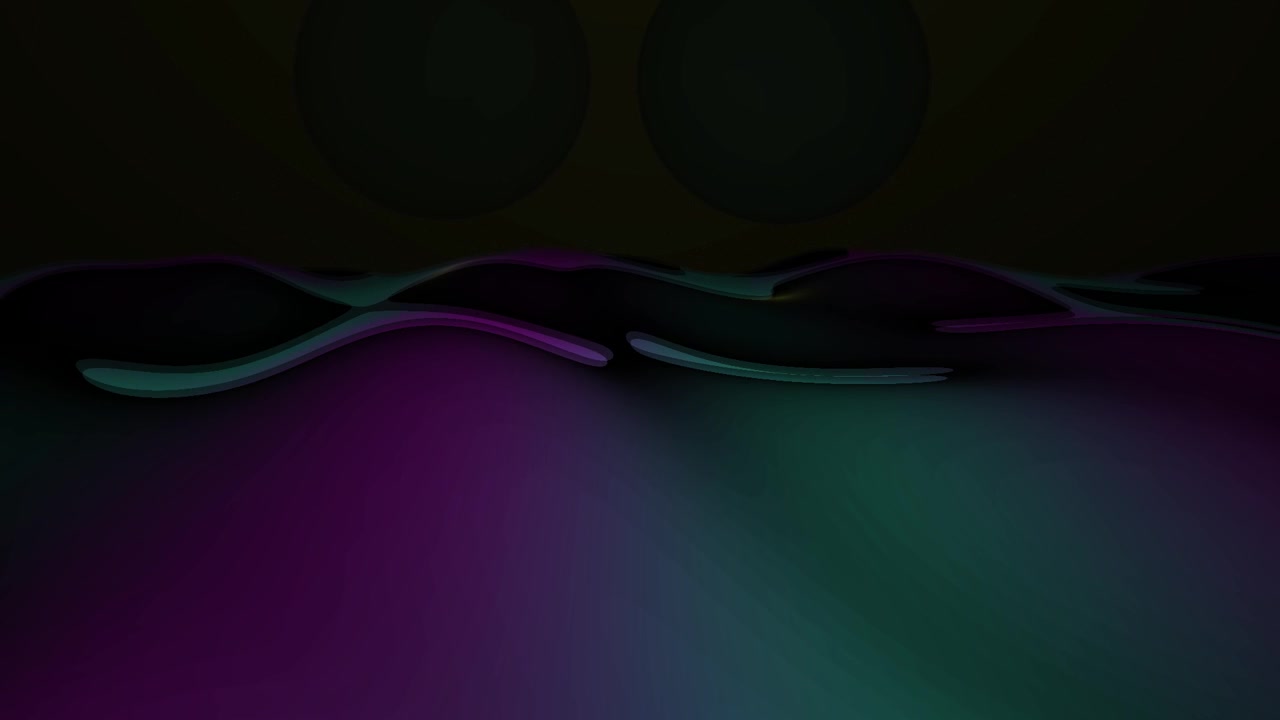 Abstract 3D Animation of Dark Wavy Surface with Glowing Purple and Green Lights