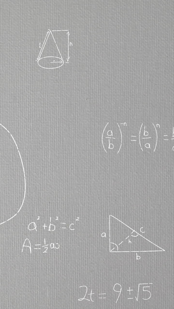 animación de ecuaciones matemáticas sobre un fondo gris