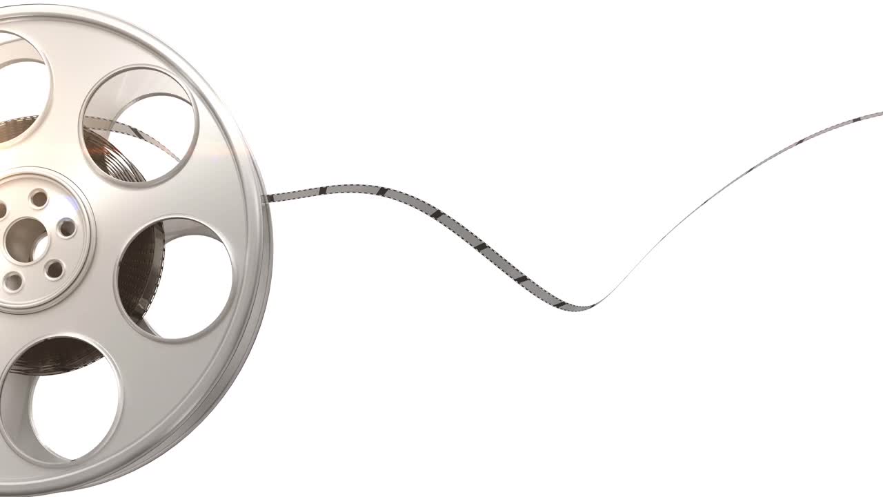 필름 릴에서 굴러 나오는 필름