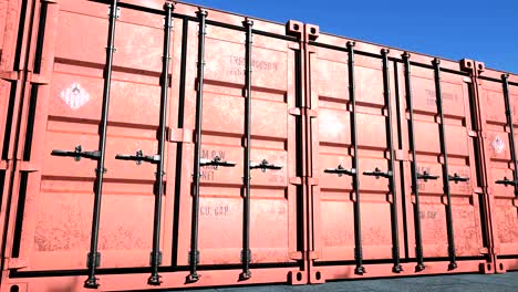 row of red cargo shipping containers