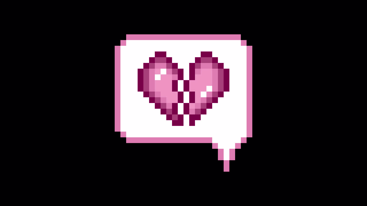 Pixel art animation icon speech bubble broken heart (1)