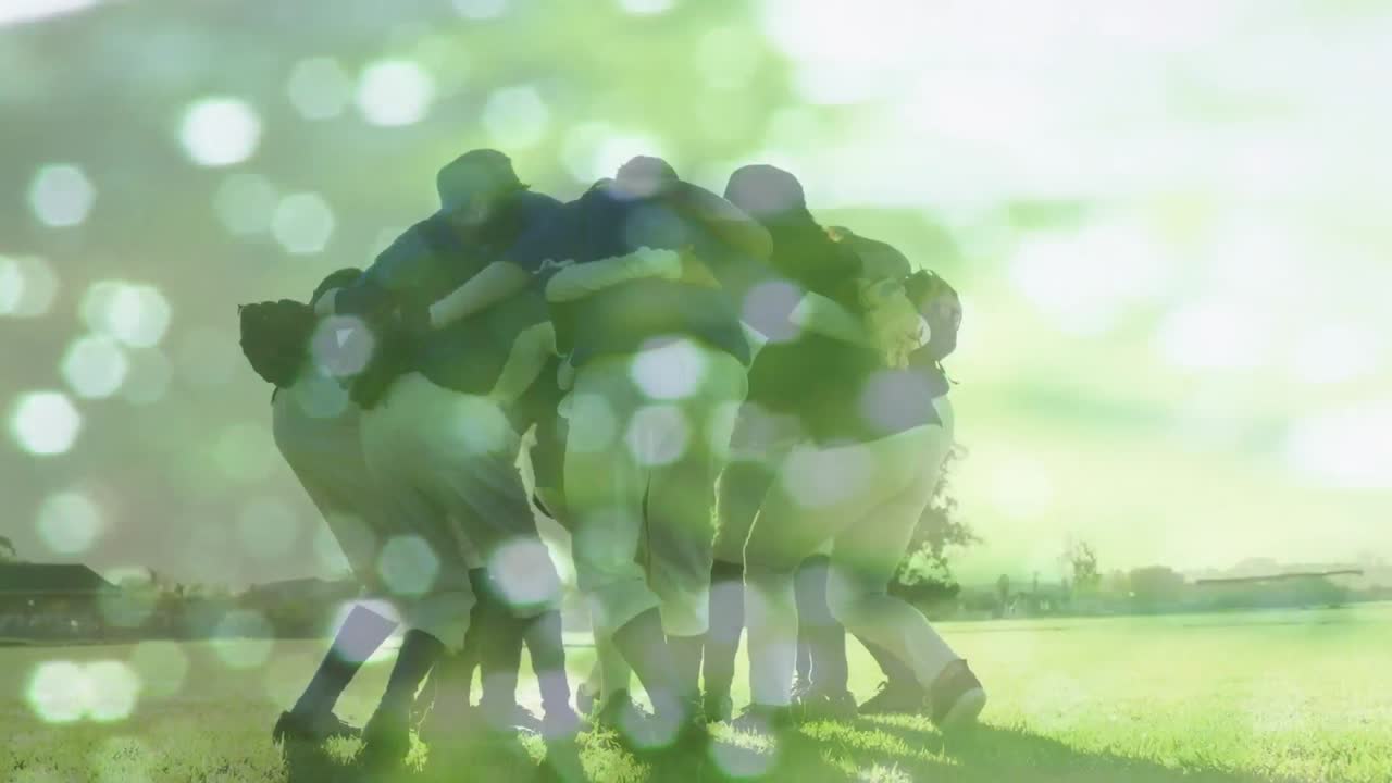 행복한 야구 팀 위에 빛의 반점의 애니메이션