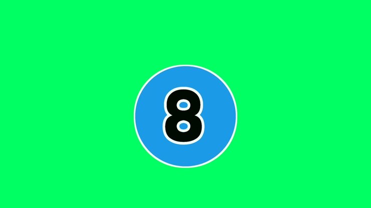 Moving down Cartoon Number 8 eight animation green screen.flat design cartoon number drop down animated images 4k
