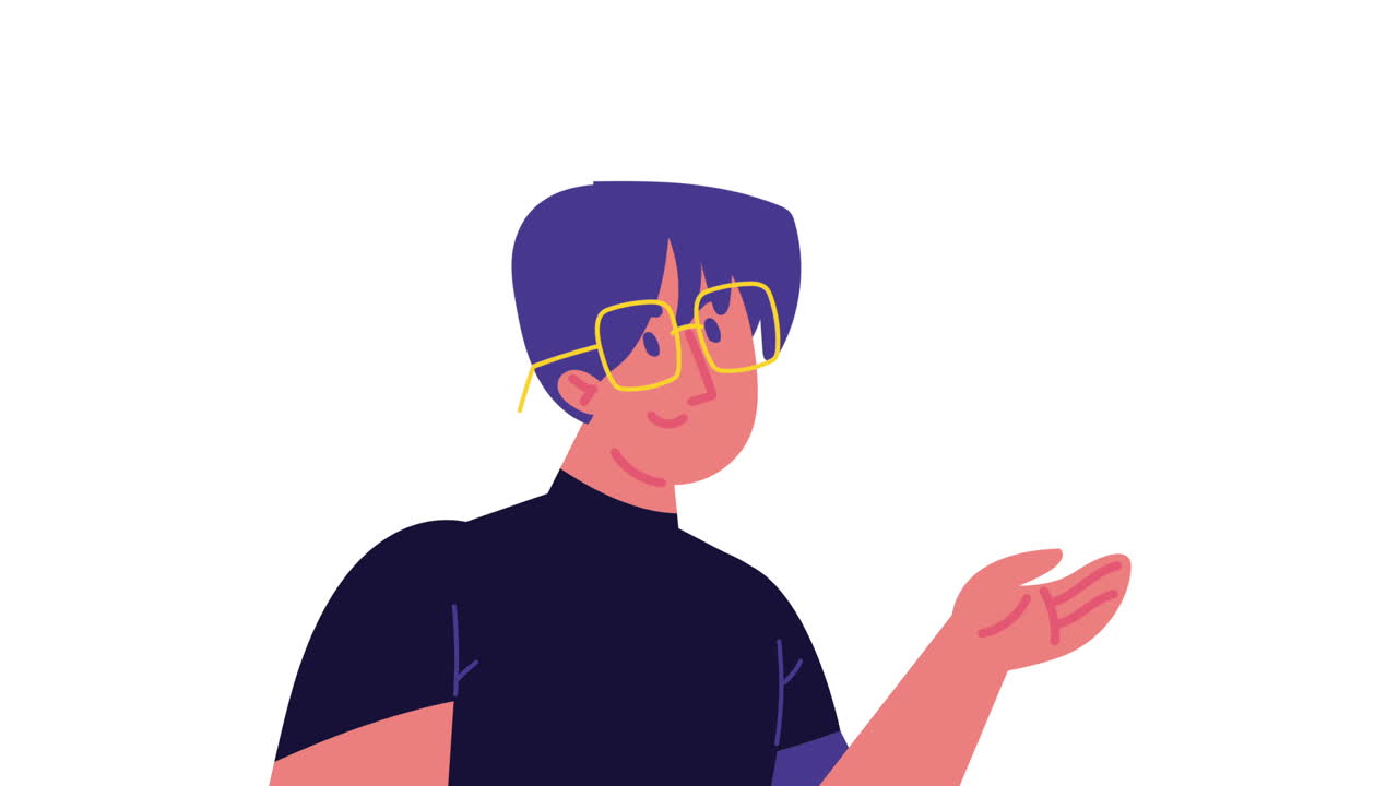 Man with Glasses Pointing
