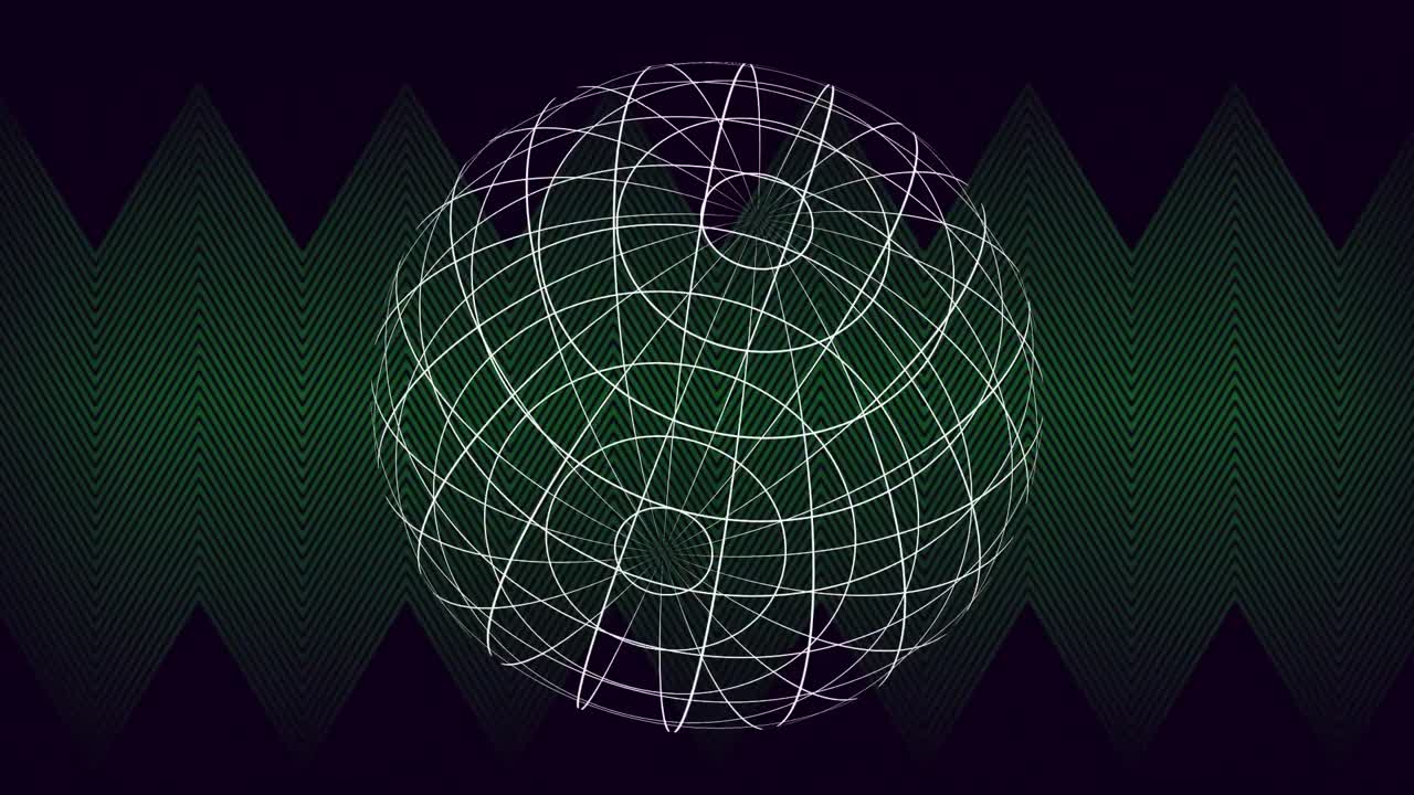 animación de la red de conexión y el globo sobre líneas en zigzag verdes