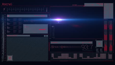 animación de rastros de luz sobre el procesamiento de datos sobre fondo negro
