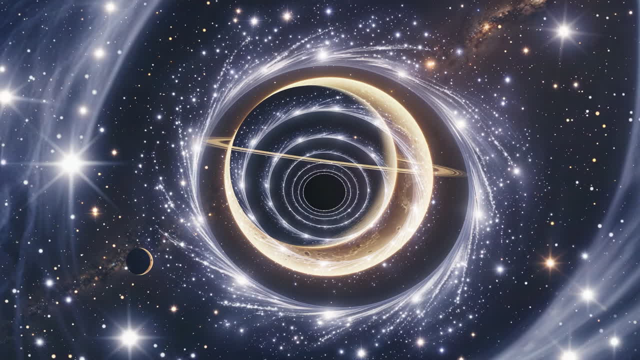 Cosmic Black Hole with Swirling Stars and Celestial Rings
