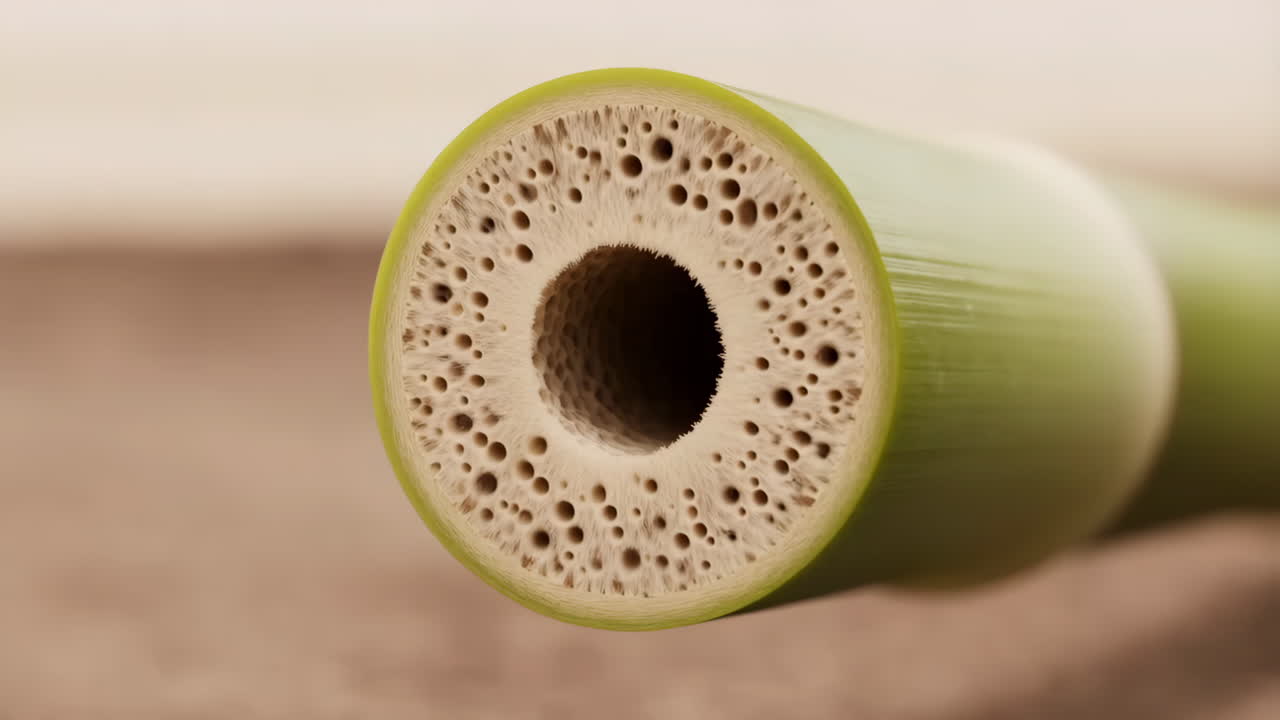 Cross-section of a plant stem revealing its porous interior