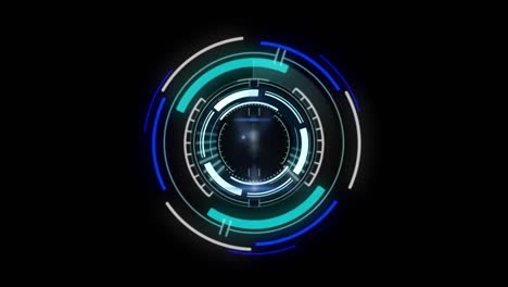 animación de escaneo de alcance con reloj sobre fondo negro