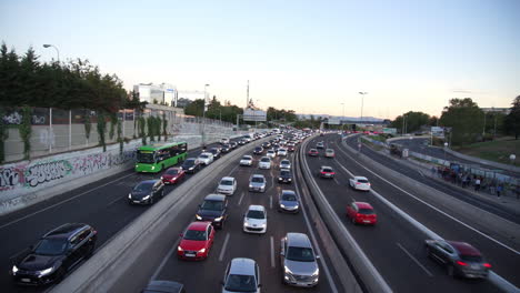 traffic jam in madrid at rush hour