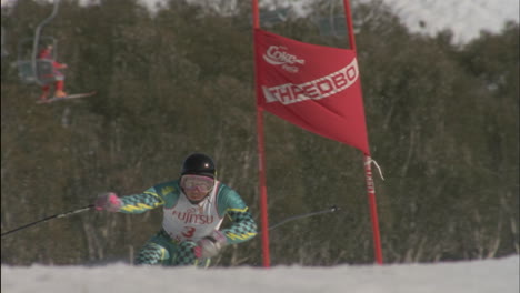 a skier takes out a slalom pole