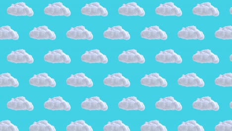 fondo de bucle sin costuras con nubes blancas aisladas en color azul. elemento de arte 3d realista en el estilo moderno de stop motion. diseño gráfico abstracto minimalista. animación de dibujos animados de moda.