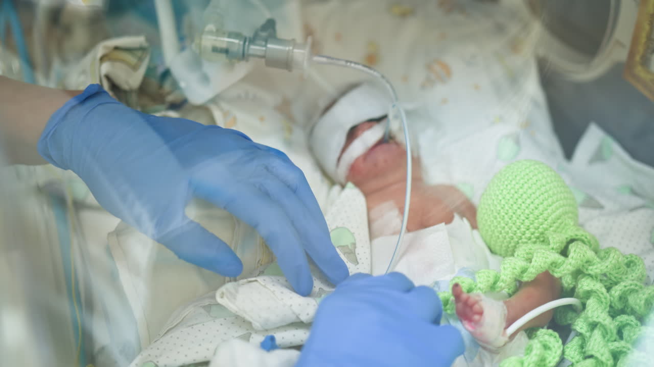 bebé prematuro en la unidad de cuidados intensivos neonatales