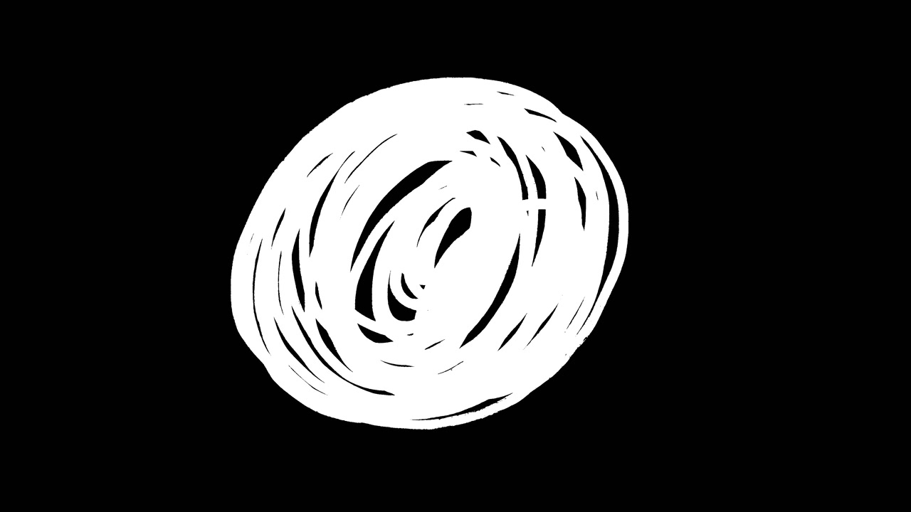 Animated White Hand-Drawn Scribble Circle on Black Background