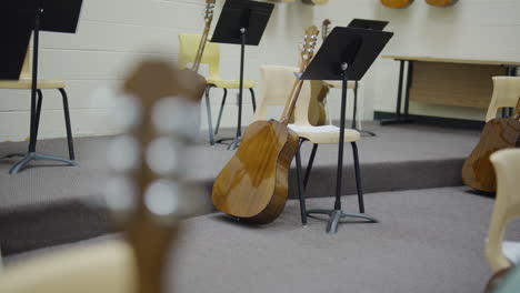 rack focus guitar in music class high school