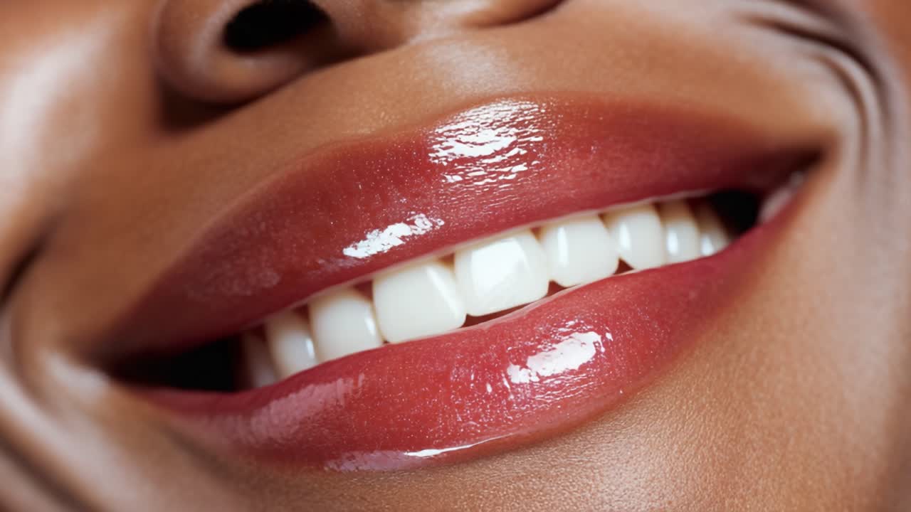 Captivating Close-Up of Glossy Lips and Bright Smiles Showcasing Radiant Beauty and Confidence in a Vibrant Facial Expression