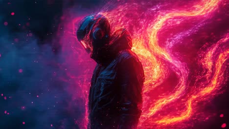 futuristic figure in a vortex