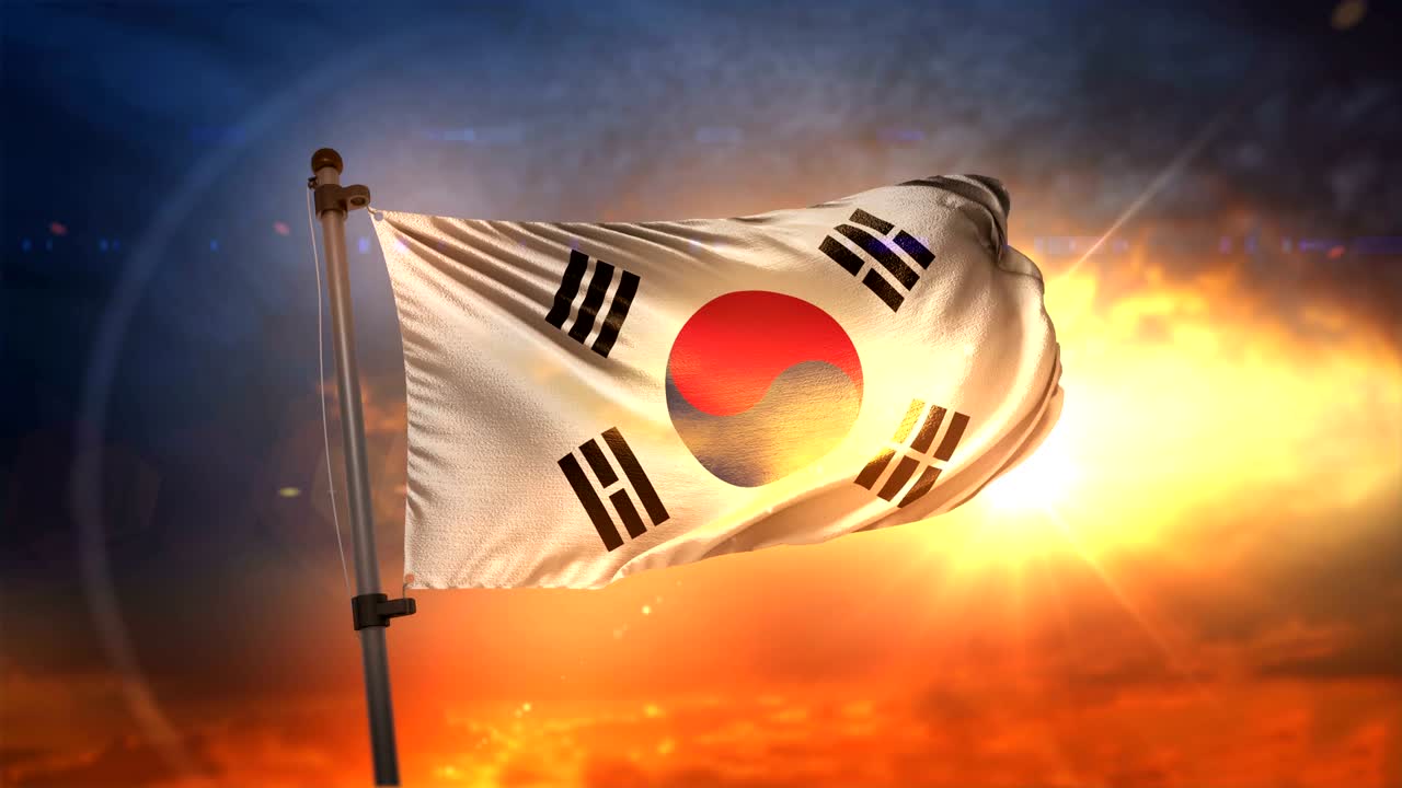 남한의 발이 뒷빛으로 빛나는 아름다운 해가 뜨는 순환 속도 느린 동영상 4k