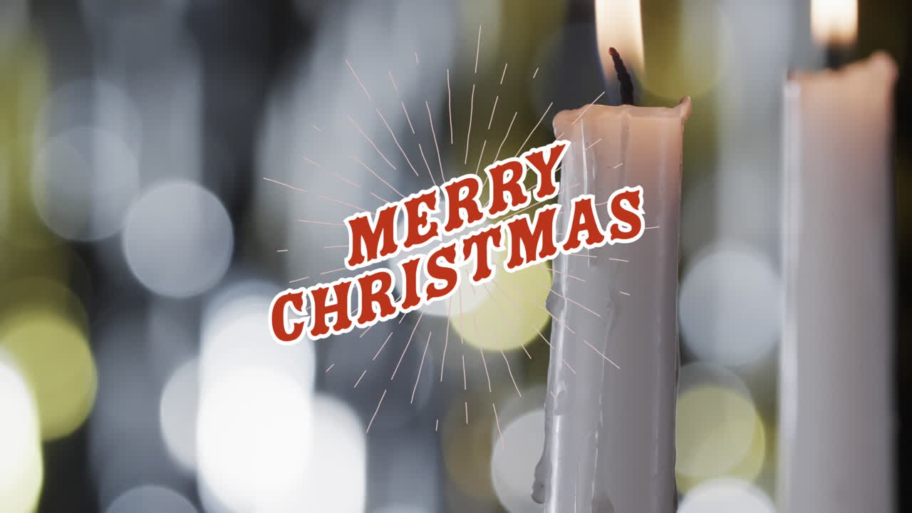 불타는 불의 배경 위에 메리 크리스마스 텍스트의 애니메이션