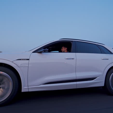 vinnitsa, ukraine - september 2019: audi e-tron is a fully-electric compact luxury crossover suv produced by audi.