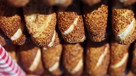 stacked turkish simit bread