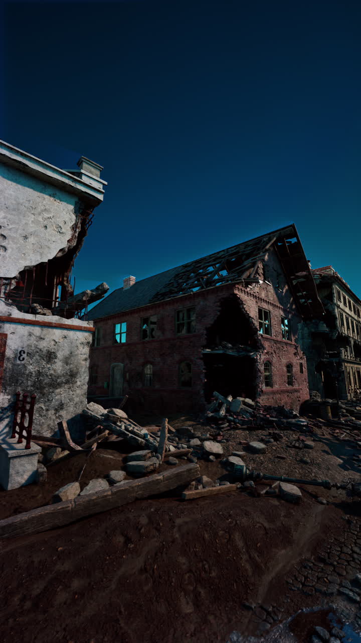 edificios en ruinas en una ciudad post-apocalíptica