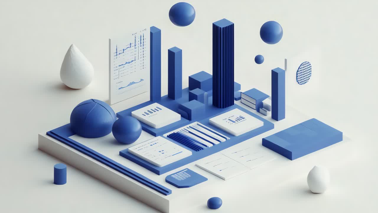 Abstract Geometric Composition in Blue and White