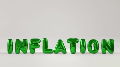 inflation text with dollar sign inflating and rising like a balloon