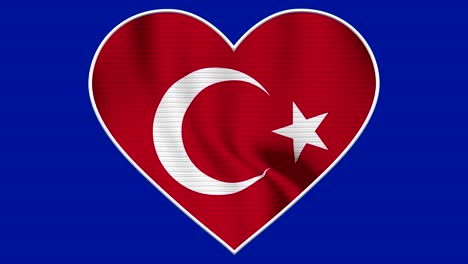 turkey heart love flag loop - realistic 4k flag waving in the wind